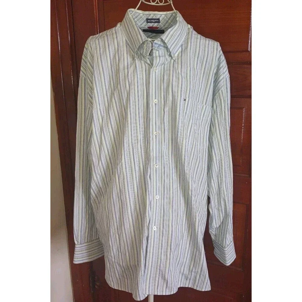 Tommy Hilfiger XXL Button Shirt Long Sleeve Multicolor 80's 2 ply Fabric